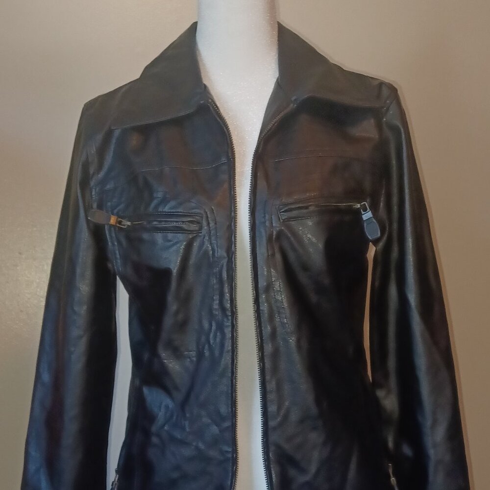 Women's Vintage Black Polyvinyl Outbrook Jacket Size S